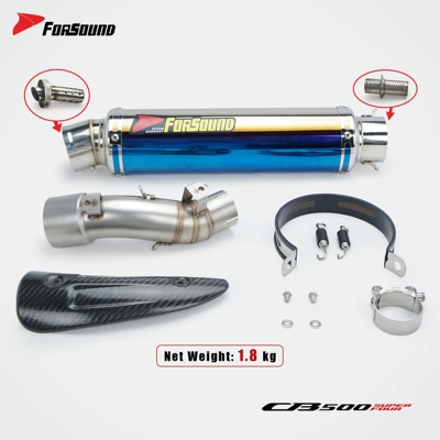 section stainless steel – Motorcycle exhaust pipe - blued-steel-barrel-middle-and-tail-sections-60mm-with-anti-scald-plate