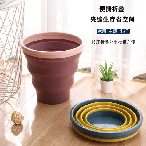 New foldable household trash bin, multi-functional storage bucket for car, indoor and outdoor portable cleaning bin, wholesale
