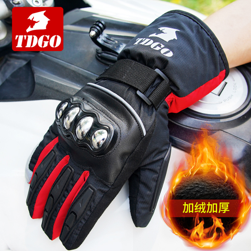 Guantes de ciclismo de motocicletas engrosados con terciopelo en invierno para mantener el calor, el viento y el agua, guantes de ciclismo de locomotoras, vehículos eléctricos de batería