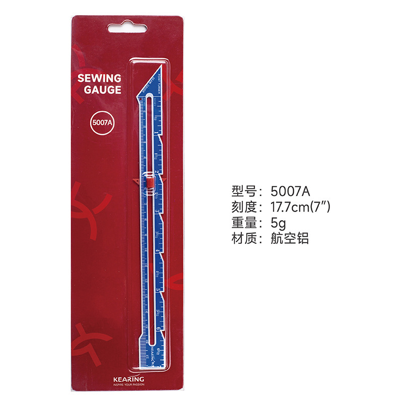 Regla de costura Keling, calibre de patchwork, medición manual, posicionamiento de botones, margen, línea paralela, calibre de costura de alambre de aluminio de aviación
