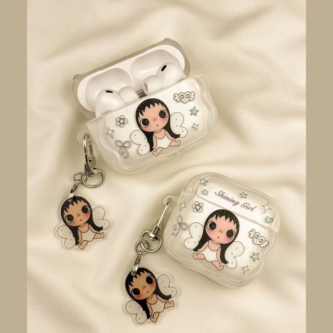 Ángel encantador Xiaoyu para airpodspro3 estuche de protección para airpods 4 generación 5 generación estuche de auriculares bluetooth de Apple image 3