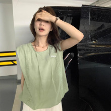 清仓不退换 女装批发2025夏韩系简约后背绑带花苞无袖小衫女20937