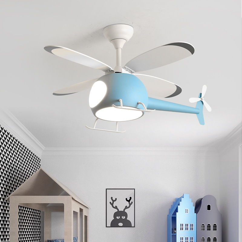 Children's Fan Light Ceiling Fan Light Bedroom Room Nordic Smart Ceiling With Electric Fan Aircraft Light
