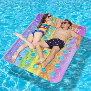 New Double Floating Bed Sequined Starry Sky Double Adult Floating Inflatable Lounge Chair Floating Swimming Ring Water Portable