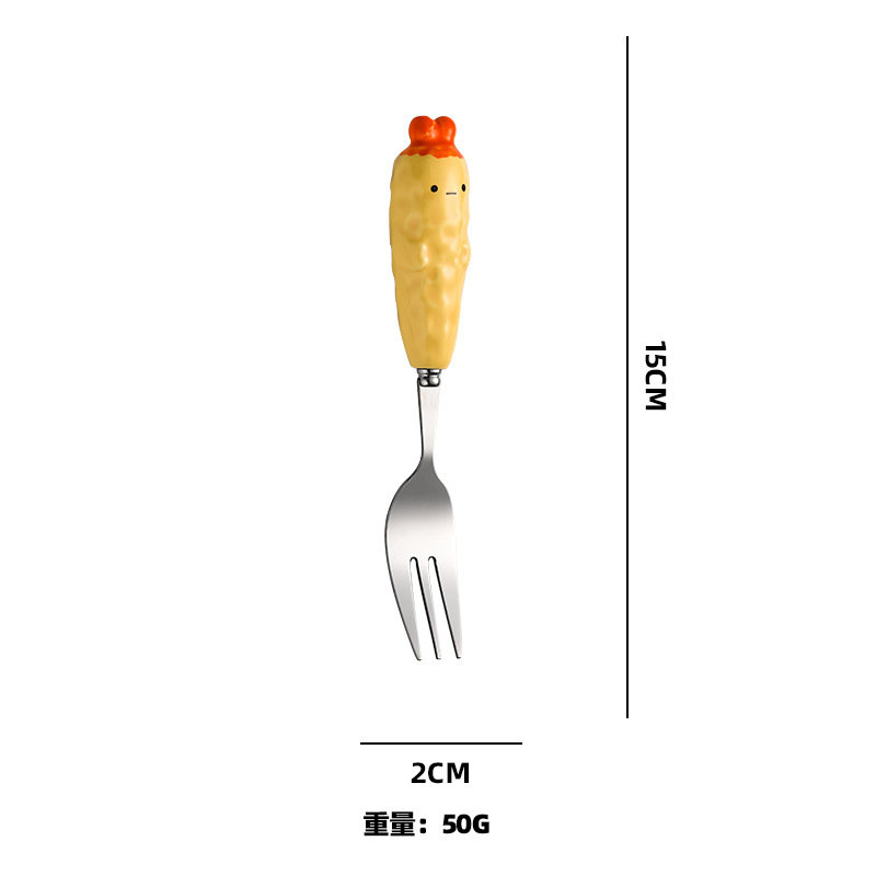 작은 노란색 닭 포크