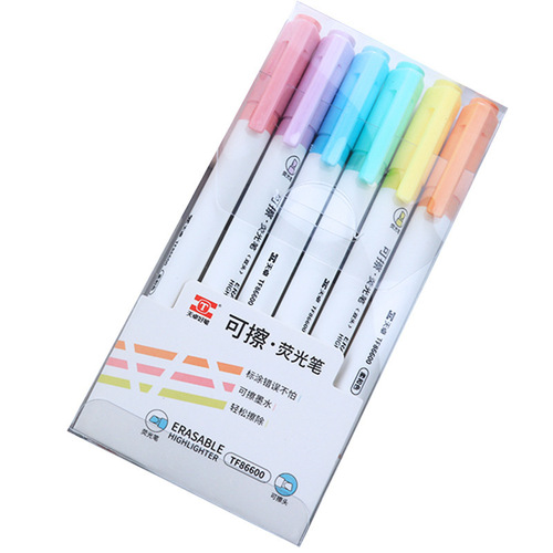 New Tianzhu Washable Colorful Fluorescent Double-Ended 6-Color Highlighting and Marking Pen for Students, School Use, and Doodling