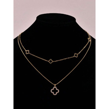 T 45144 Four Leaf Clover Layered Choker ��Ҷ˫��������