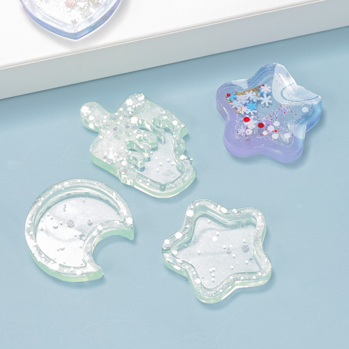 diy crystal glue quicksand jewelry pendant mold moon love ice cream cat face quicksand film sheet accessories