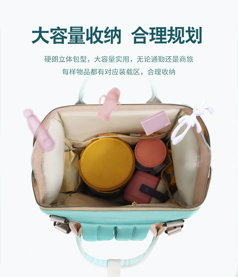 Mother and baby bag, maternity bag, large-capacity convenient mommy bag, new style, with an opening at the back to hold a baby bottle, multi-compartment maternity bag details Picture