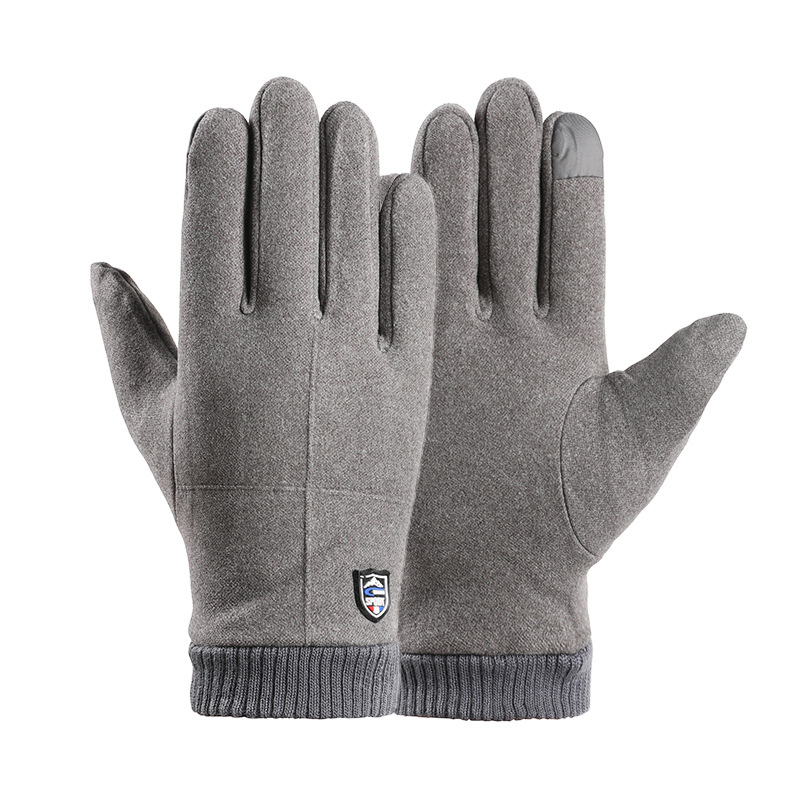 Guantes térmicos de otoño e invierno para hombres al aire libre deportes coche eléctrico a prueba de viento conejo terciopelo dedo completo forrado de lana guantes de pantalla táctil
