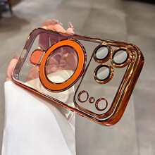 适用iPhone17proMax磁吸支架手机壳透明电镀苹果16指环扣15保护套