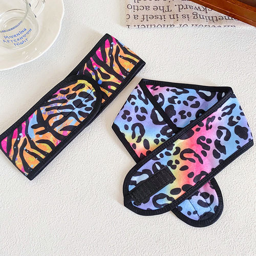 European and American cross-border fashion leopard print Velcro headband women's face wash sports breathable postpartum scarf hair accessories wholesale