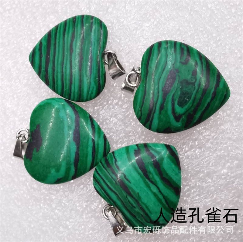 Natural cristal ágata Dongling Jade de doble cara en forma de corazón de amor colgante collar de accesorios de la joyería de la joya de la fábrica al por mayor