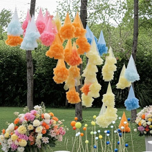 婚礼布置云朵纱户外装饰纱花朵头纱蓬蓬纱瀑布纱幔橱窗挂件装饰