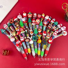 外国貿易クロスボーダークリスマス四色ボールペンミニクリエイティブ漫画オイルペン学生文房具ギフト賞品卸売