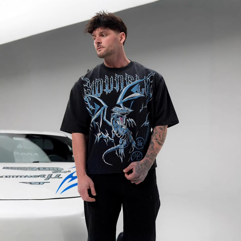 Youngla Co-Branded Yu-Gi-Oh Men's Oversized T-Shirt Jogger Sports Fitness Pure Cotton Short-Sleeved Trendy T-Shirt