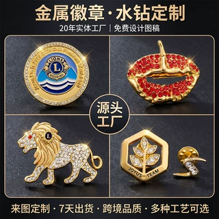 跨镜金属徽章定制胸针西服配饰镶嵌钻石活动纪念压铸镂空烤漆胸章