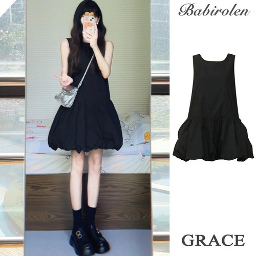 Hepburn-style black sleeveless dress for children, summer 2025, petite French elegance, bell-shaped short skirt