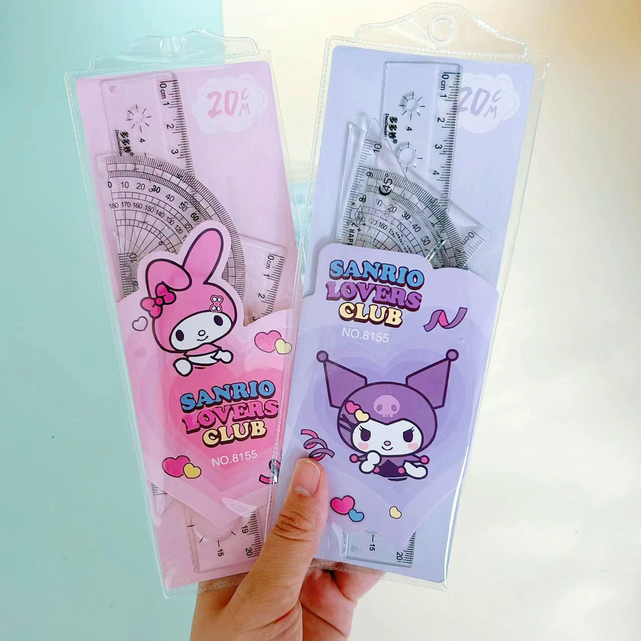 Ruler, set, transparent stationery for students, 4 piece set