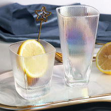 定制 北欧简约布纹七彩玻璃水杯 家用早餐杯饮料杯牙刷杯