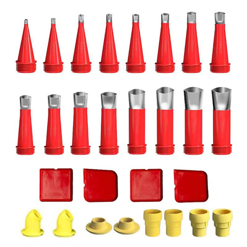 Cross-border stainless steel glue nozzle with base, glass glue gun nozzle, home improvement door and window glue tool set of 14 pieces