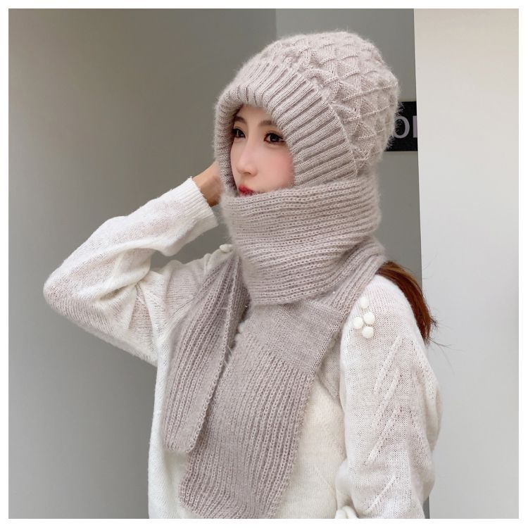 El otoño y el invierno de la moda caliente sombrero de punto de la bufanda sombrero de lana integrado sombrero de protección del oído