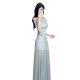French Green Slanted Shoulder High-End Dress for Women in Summer, Beautiful Seaside Vacation Mesh Splicing Waist-Length Skirt
