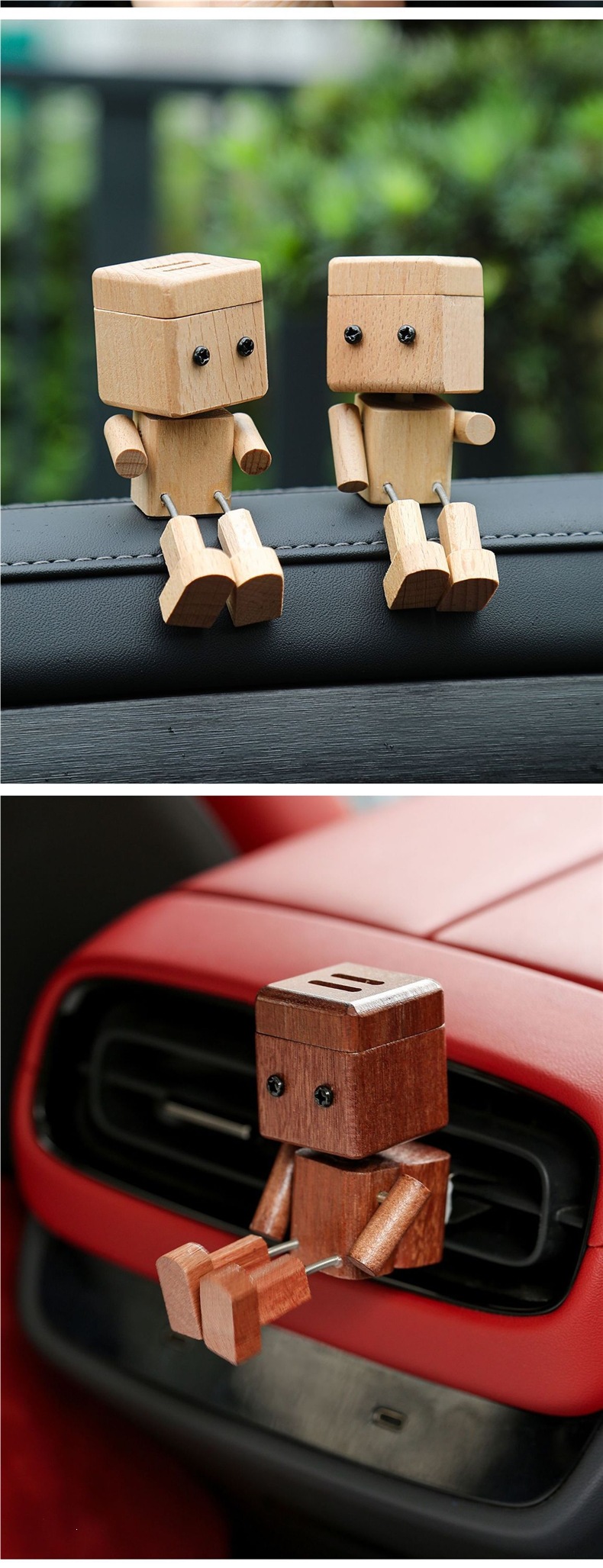 Creative Leg-Waving Wooden Figurine for Car Dashboard, Cute Leg-Waving Car Fragrance Diffuser, In-Car Screen Decoration, High-Quality Wooden Man