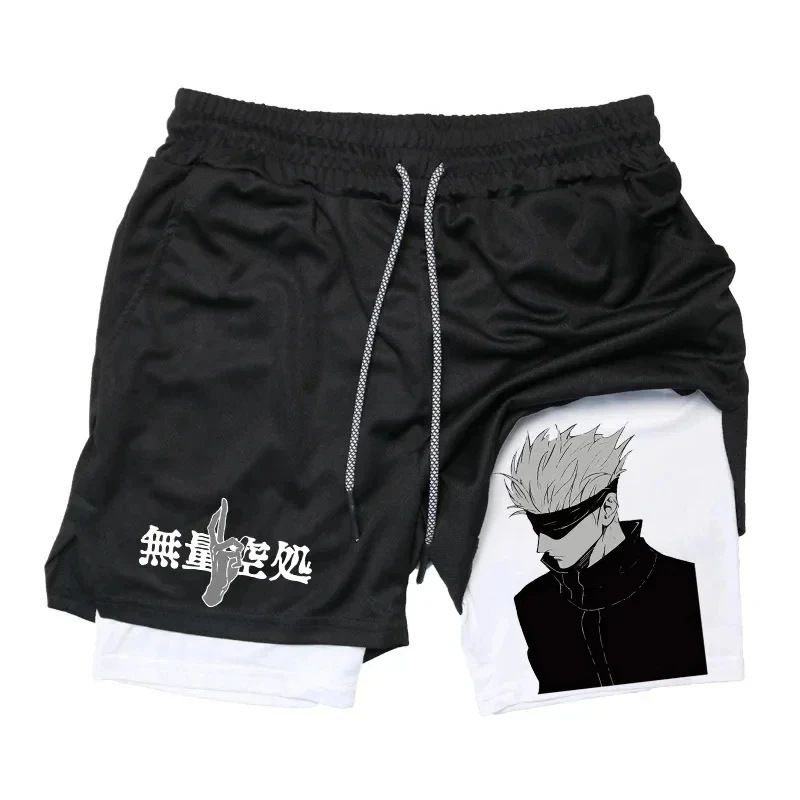 Anime Jujutsu Kaisen Men's Compression Shorts, Quick-Dry Sports Shorts, Pocket Performance, Gym, Workout