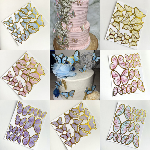 Cross -border net red hot blealing butterfly paper birthday cake…