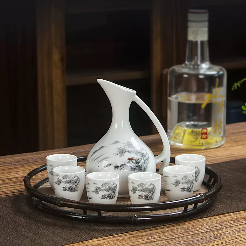 陶瓷酒杯套装家用酒具白酒杯仿古风分酒器黄清酒具酒壶小酒盅加工