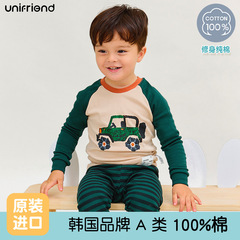 unifriend autumn and winter Korean children's underwear set for boys and girls autumn clothes and long pants pure cotton Category A Internet celebrity