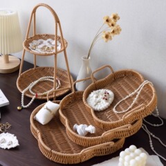 模造藤編みジュエリー展示棚レトロイヤリングネックレスバスケット陳列アクセサリー手串収納盤ジュエリー写真撮影道具