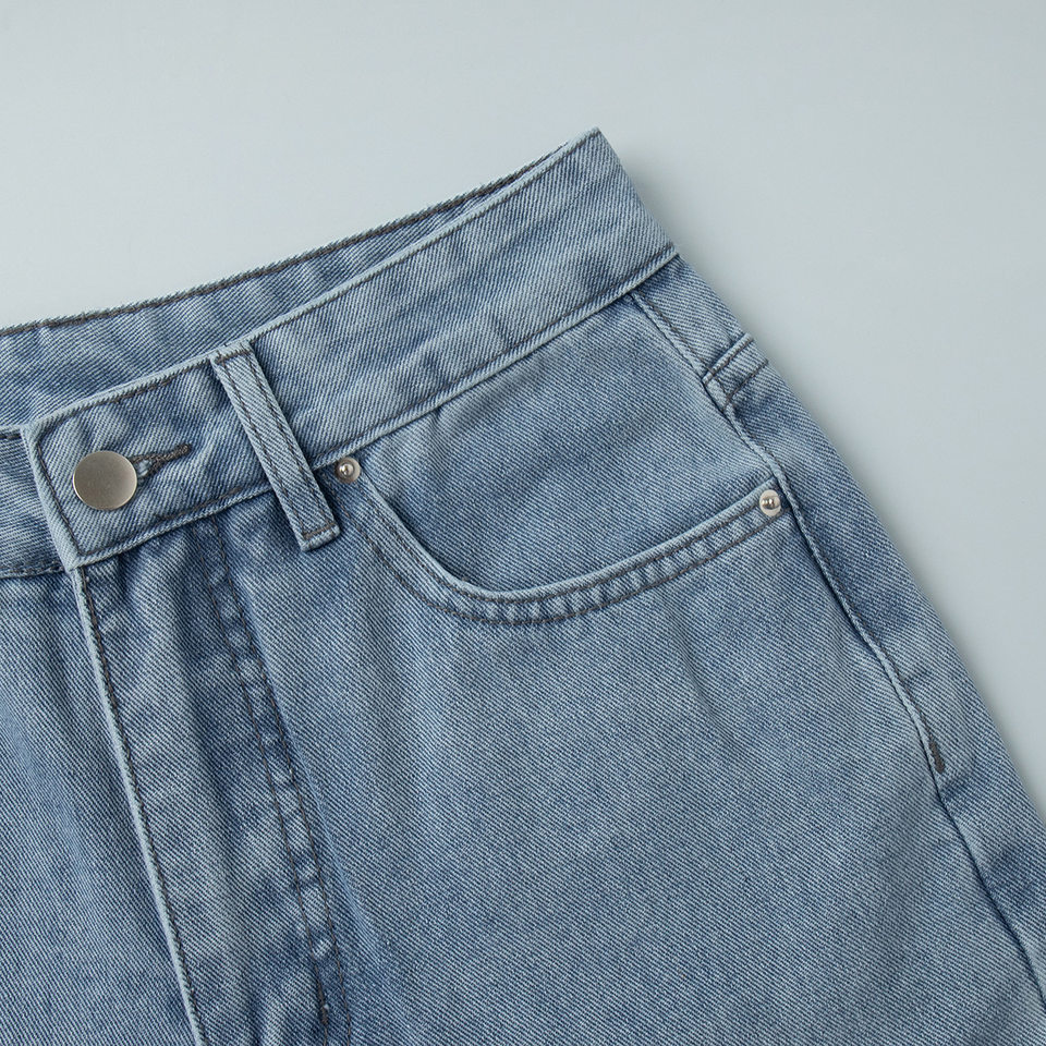 Quần jeans nữ ống đứng lưng cao phong cách thanh lịch, chất cotton nguyên chất ôm dáng — màu xanh chi tiết 9