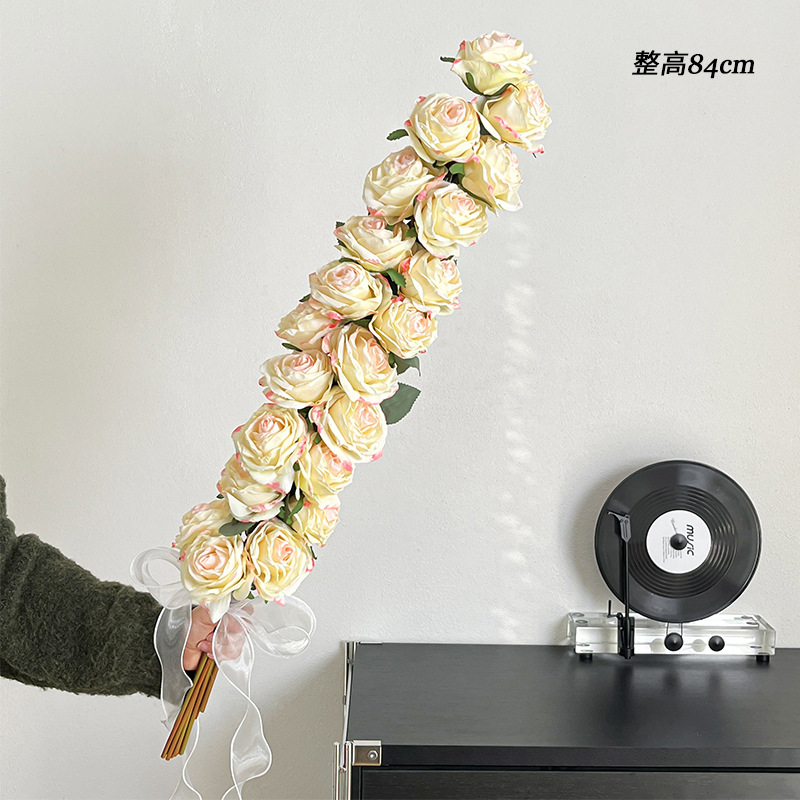 1m 베이비 핑크 빈티지 톡 쏘는 장미 꽃다발