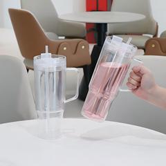 国境を越えた売れ筋のインターネット有名人のアイスバーカップ、ハンドル付き大容量透明飲料カップ、二重層でグリッターが入るDIYウォーターカップ