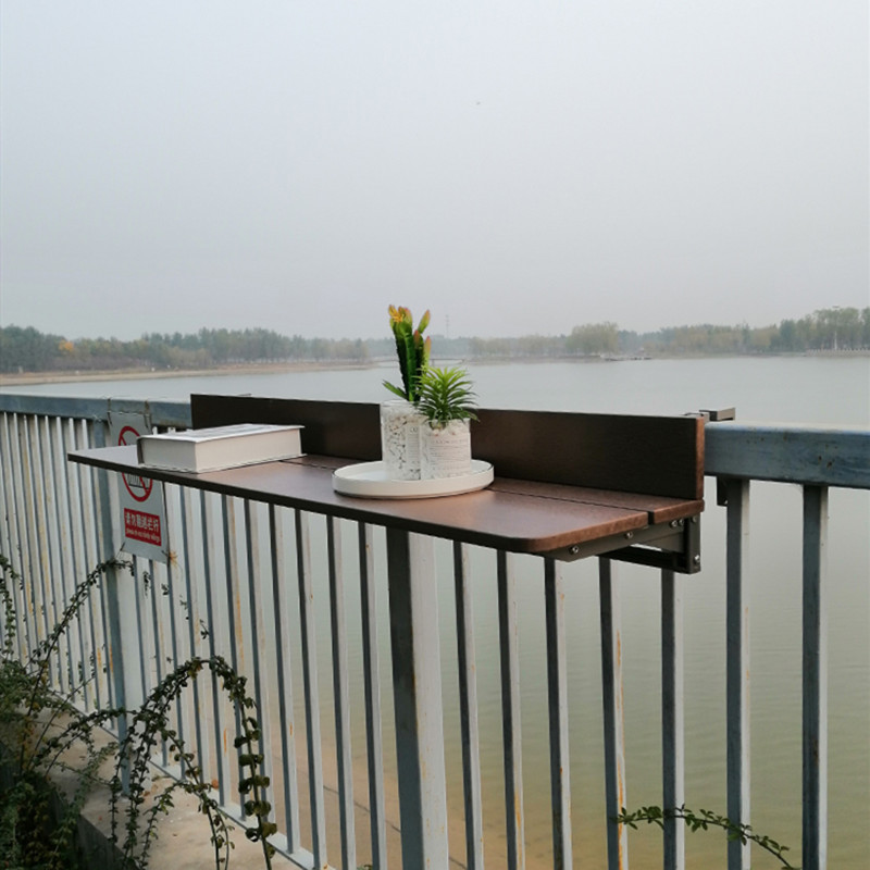 outdoors balcony Lifting desk Wooden table suspension leisure time household Railing Bar counter fold Small table table