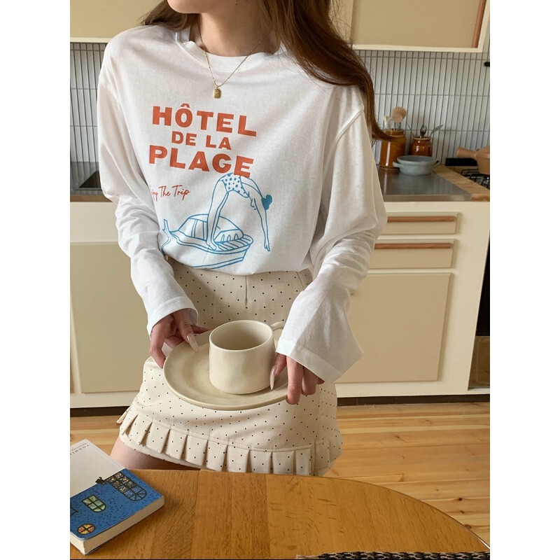 3Th Morning Blogger's Personal Wear Fun Letter Print Round Neck Loose Long Sleeve T-Shirt Zy4044 3Th Morning Blogger's Personal Wear Fun Letter Print Round Neck Loose Long Sleeve T-Shirt Zy4044