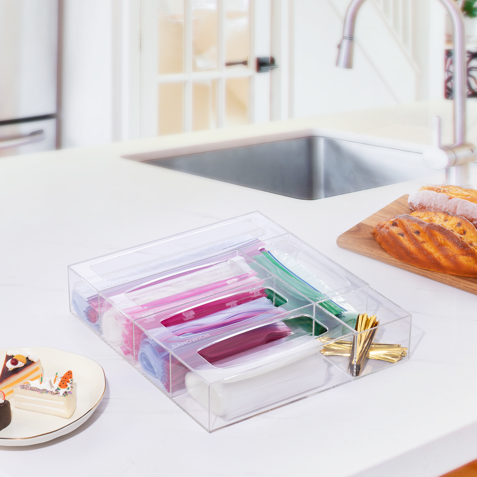 亚克力自封袋盒储物盒抽屉挂墙食品分类盒保鲜拉链袋整理器收纳盒