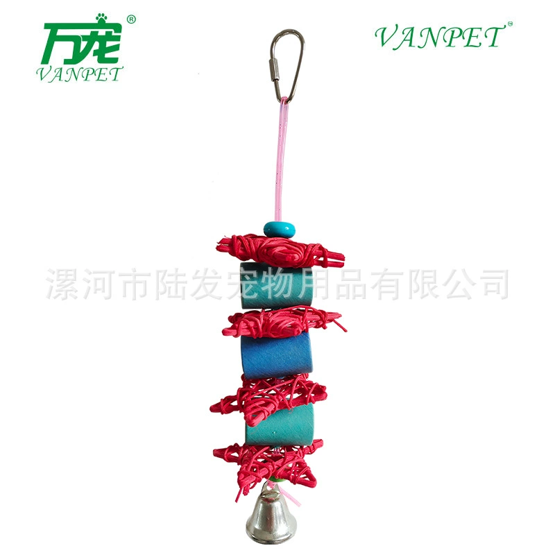 Игрушка для птиц Цвет Висячие Украшения Игрушка-Попугай Молярный Укус Устойчивый Деревянный Ротанг Пятиконечная Звезда 04035