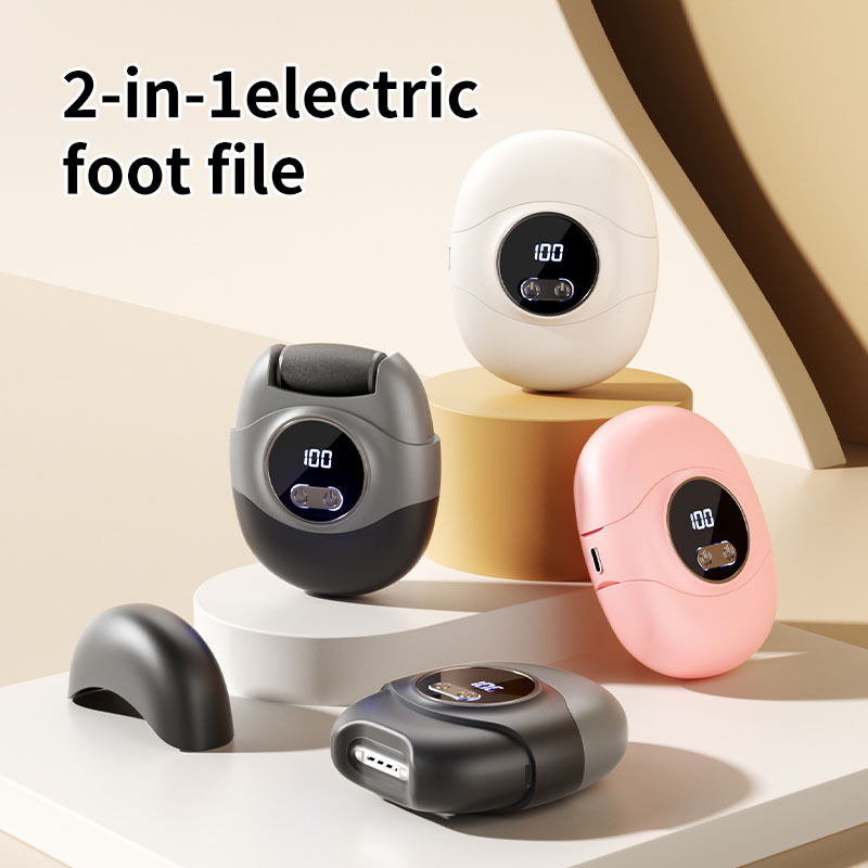 亚马逊新款电动充电式磨脚器磨皮去脚皮和修指甲剪两用电动指甲刀