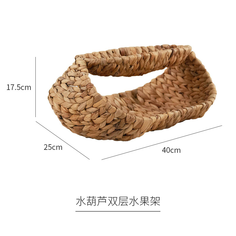 inswind mano de paja de doble capa cesta de frutas calabaza de agua tejida sala de estar baño artículos de baño estante