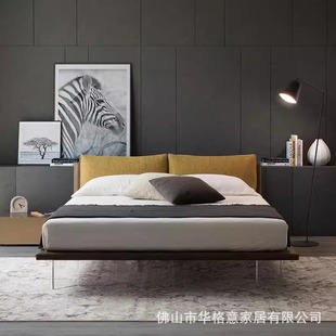 Italian Minimalist Fabric Bed Nordic Simple Modern 1.8 Master Bedroom Double Bed Wedding Bed Ins Acrylic Floating Bed