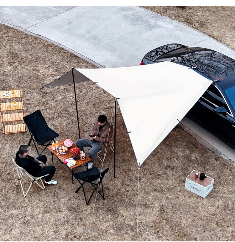 Car Rear Quick-Open Canopy Outdoor Camping Tent Sunshade Canopy Car Side Black Glue Sun Protection Rainproof Silver-Coated Canopy Pole