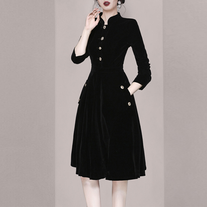 Elegant autumn velvet dress