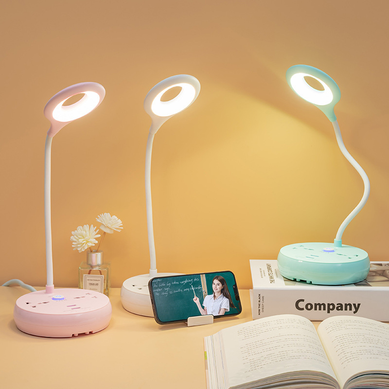 Lámpara de escritorio de comercio electrónico transfronterizo enchufe de lámpara de escritorio multifuncional USB multifuncional para oficina en el hogar LED lámpara de noche enchufe