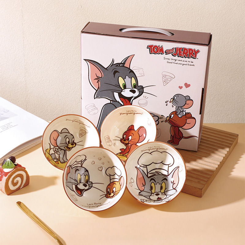 トムとジェリー 子供用丼 こどもの日 家庭用陶器丼 個人専用丼 小鉢4個セット|undefined