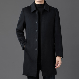 2024 Winter New Mid-length Double-sided Wool Warm Coat Men's Middle-aged Coat Dad's Business Trenchcoat