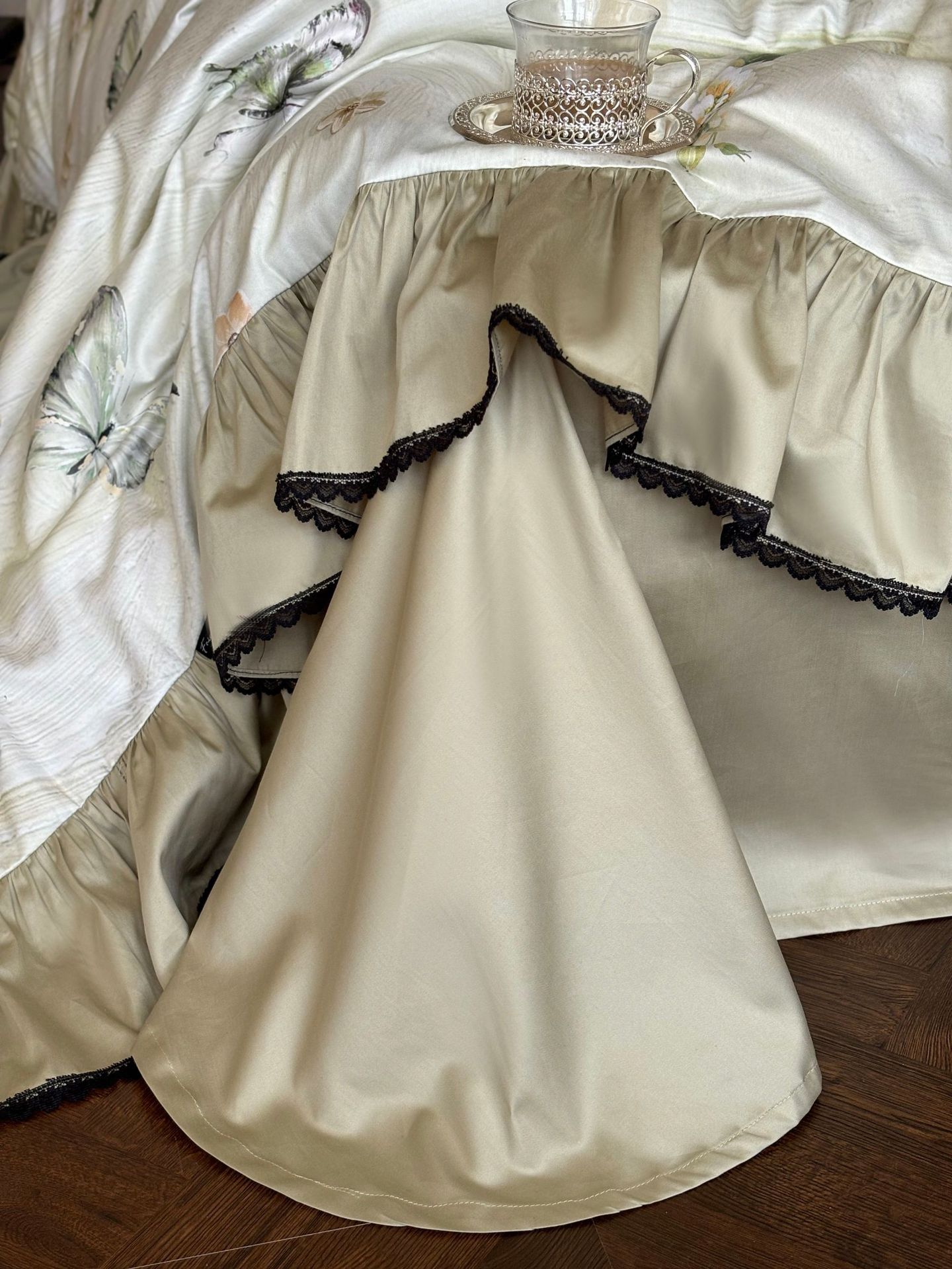Nordisk vintage boho påslakanset i ren bomull med spets_voghion.com