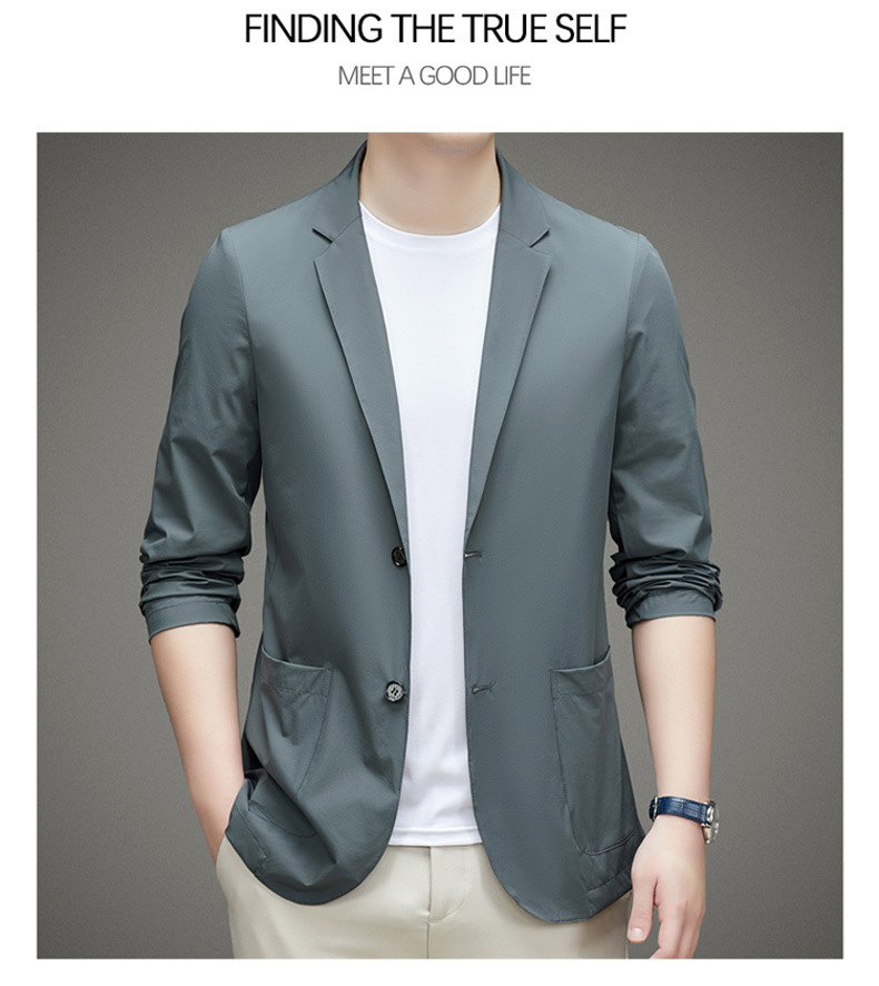 男士单西服春夏季轻薄款冰丝防晒衣高级感商务新款休闲小西装外套详情26